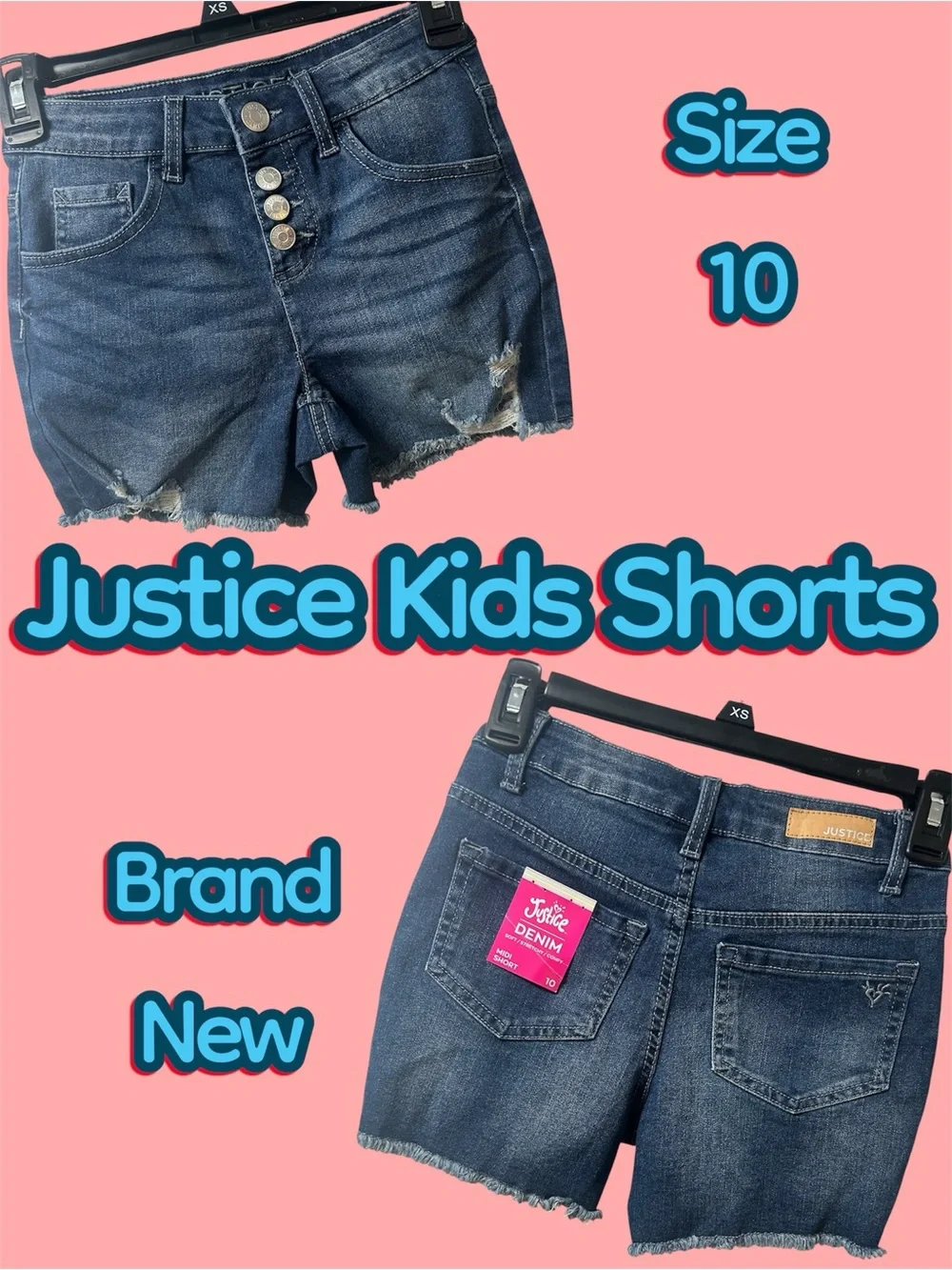 Justice Dark Wash Distressed Denim Shorts - Blue size 10 kids